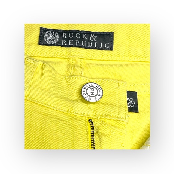 new Rock & Republic ☀︎︎ Swarovski® Crystal Kiedis Stretch Jeans ☀︎ Neon Yellow - Picture 7 of 16
